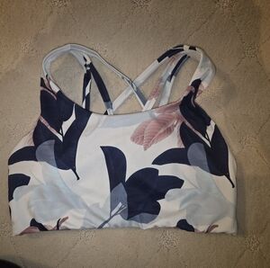 Senita Athletics Floral Print Strappy Sports Bra Top